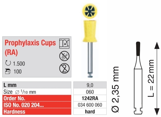 Einmal-Prophylaxepolierer RA - gelb Cup 1242RA-100