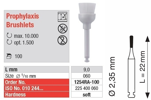 Einmal-Prophylaxebü?rste RA - soft Topf, Plastik Schaft 1254RA-100