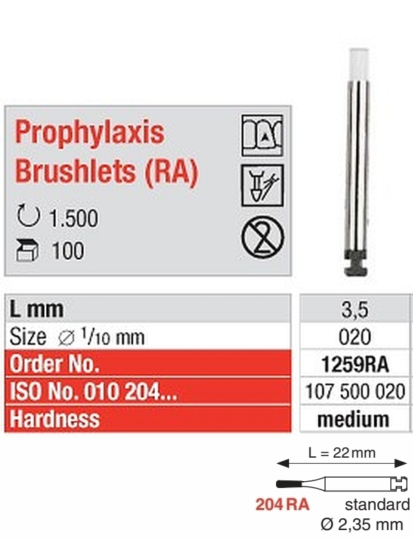 Einmal-Prophylaxebürste 1259RA-100