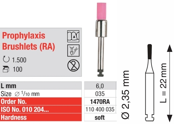 Einmal-Prophylaxebürste RA - rosa - soft 1470RA-100