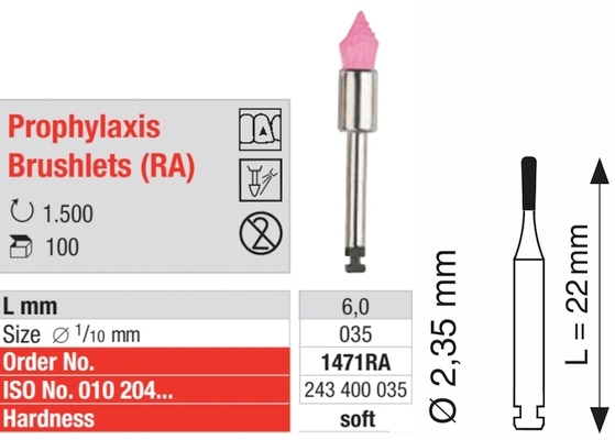 Einmal-Prophylaxebürste RA - rosa - soft 1471RA-100