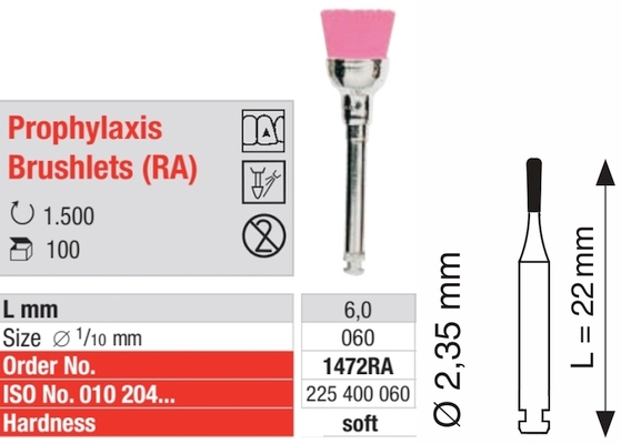 Einmal-Prophylaxebürste RA - rosa - soft 1472RA-100