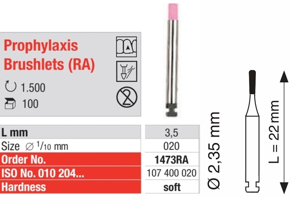 Einmal-Prophylaxebürste RA - rosa - soft 1473RA-100