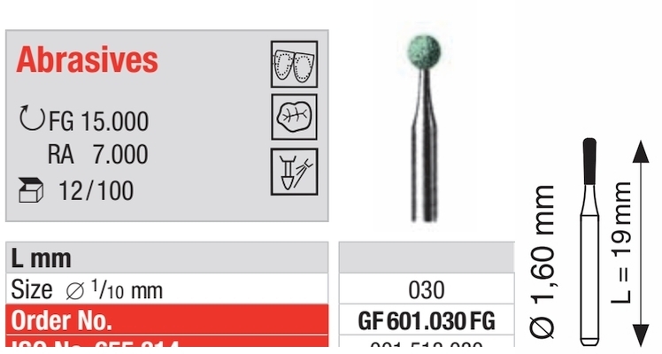 Keramischer Schleifer grün fein FG GF601.030FG-100