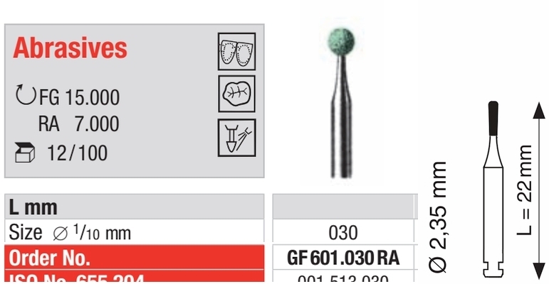 Keramischer Schleifer grün fein- RA GF601.030RA-12