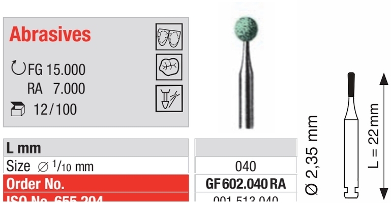 Keramischer Schleifer grün fein- RA GF602.040RA-100