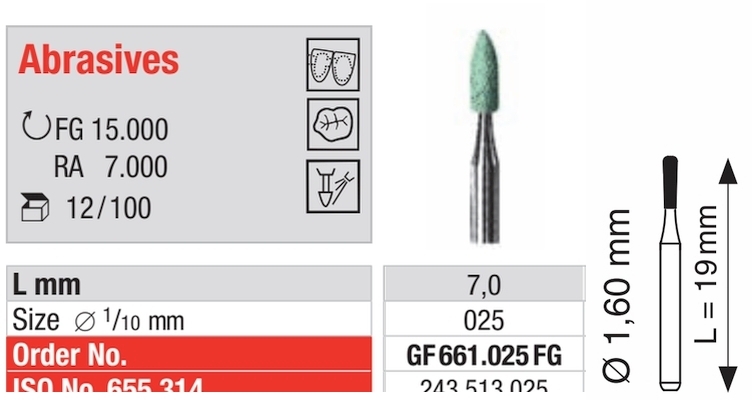 Keramischer Schleifer grün fein- FG GF661.025FG-100