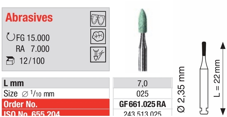 Keramischer Schleifer grün fein- RA GF661.025RA-12
