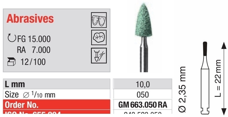 Keramischer Schleifer grün mittel GM663.050RA-100