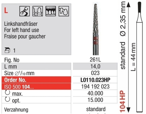 HM-Fräser für Linkshänder L0110.023HP