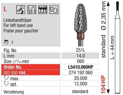 HM-Fräser für Linkshänder L5410.060HP