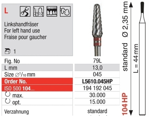 HM-Fräser für Linkshänder L5610.045HP