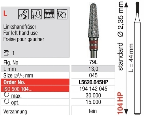 HM-Fräser für Linkshänder L5620.045HP