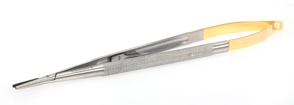 Micro-Nadelhalter mit Hartmetalleinlage-  Castroviejo mit Rundgriff 18 cm (gerade) Nadelstärke 3-5 7470022