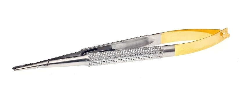 Micro-Nadelhalter mit Hartmetalleinlage-  Castroviejo mit Rundgriff 14 cm (gerade) Nadelstärke 3-5 7470122