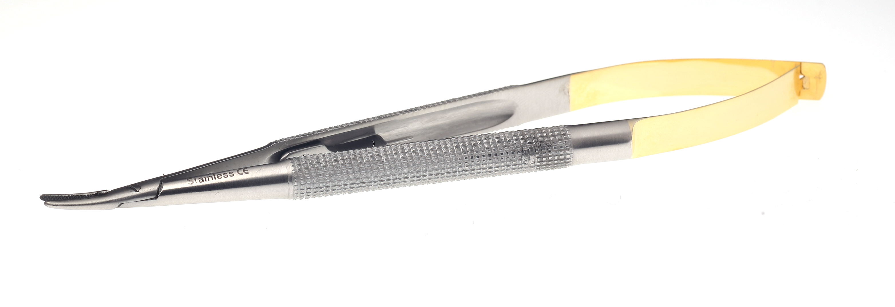 Micro-Nadelhalter mit Hartmetalleinlage-  Castroviejo mit Rundgriff 14 cm (gebogen) Nadelstärke 3-5 7470124